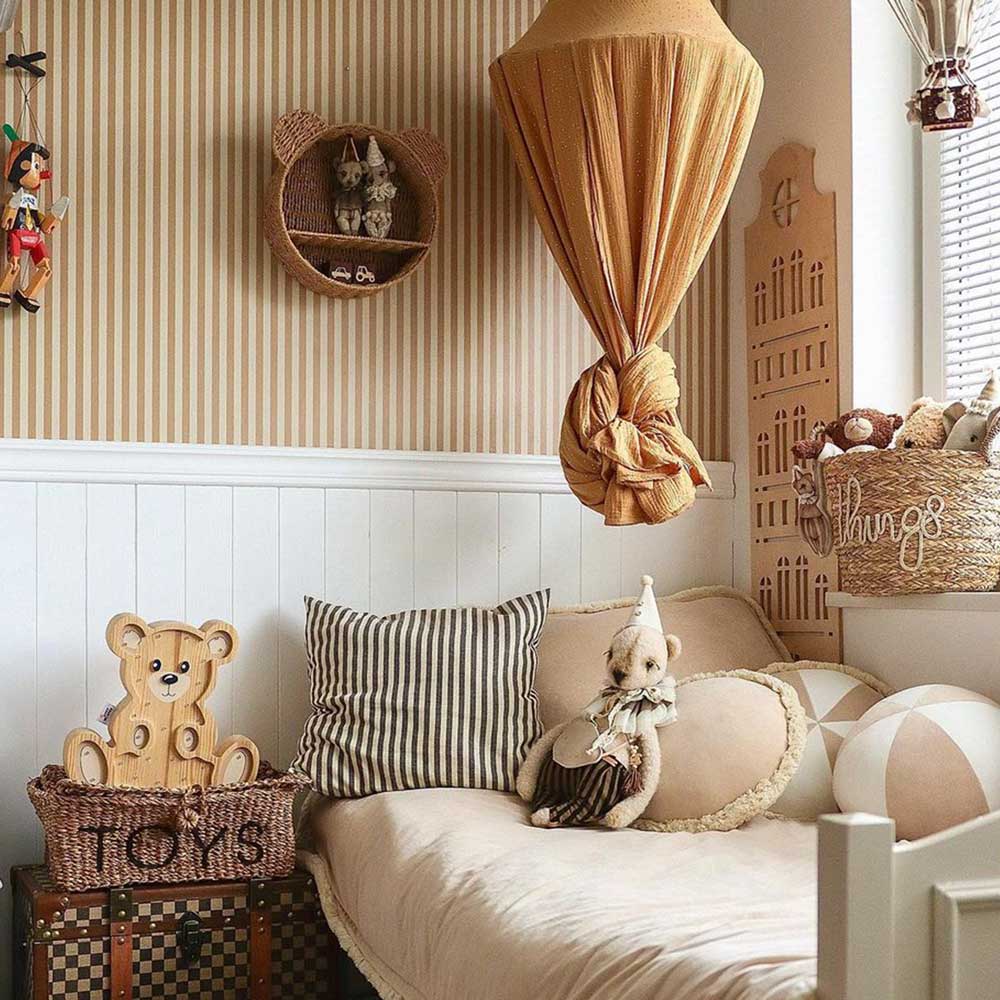 1000x1000 Simple Vintage Stripes Beige Brown Wallpaper