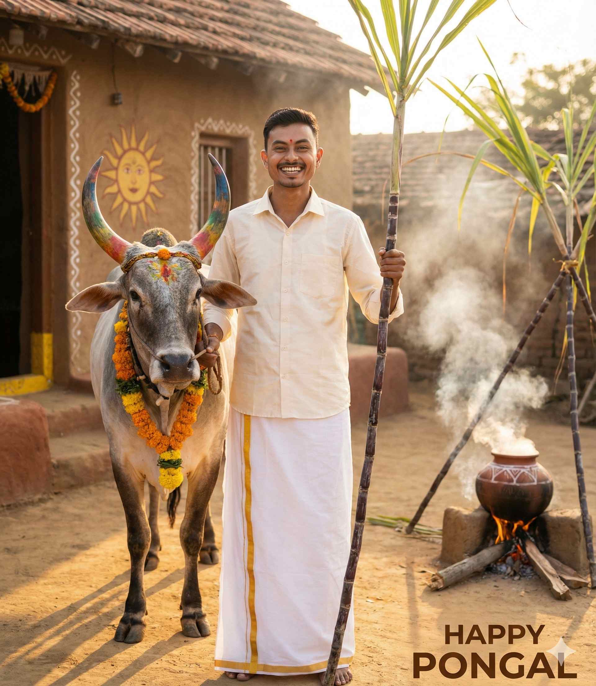 1920x2208 Pongal 2026: Best AI Photo Editing Prompts for Traditional & Spiritual Festival Image
