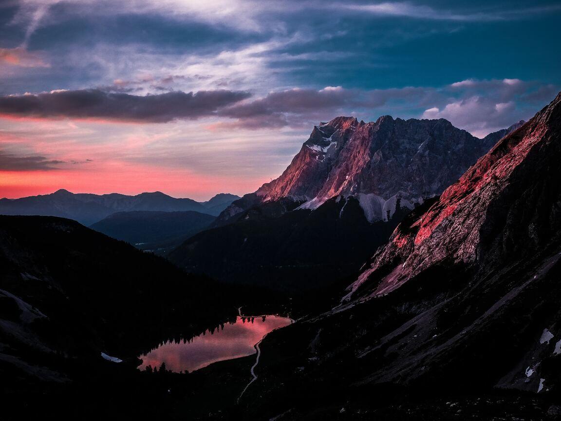 1152x864 Long Mountain Ranges Landscape Orange Dark Sky 5k 1152x864 Resolution HD 4k Wallpaper, Image, Background, Photo and Picture