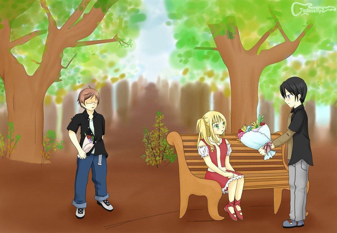 1075x744 Anime Couple Sad Triangle Love Story Wallpaper