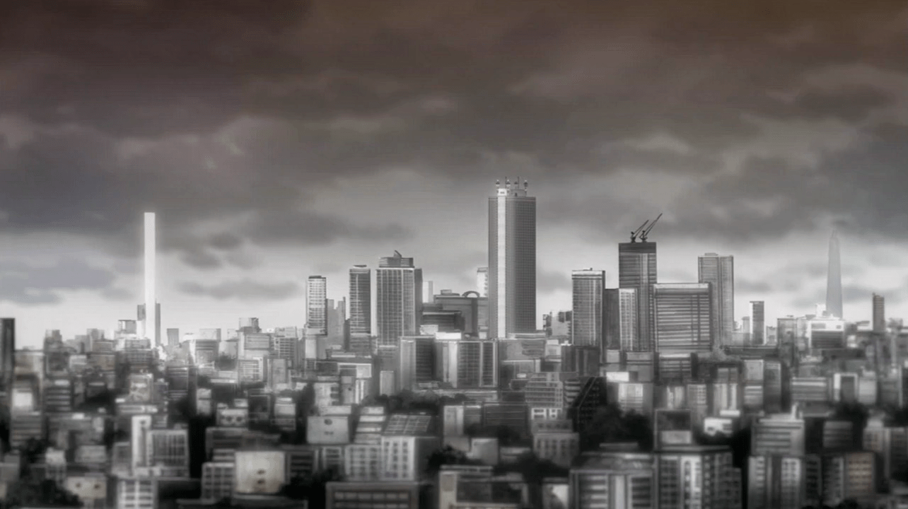 1284x720 City Anime Set Wallpaper