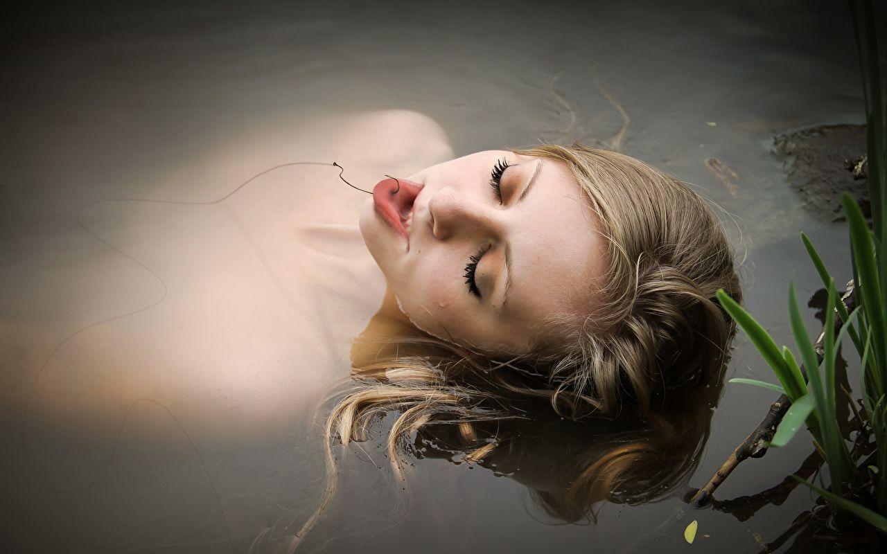 1280x800 Desktop Wallpaper Mermaid Dark Blonde Girls Fishing Creative