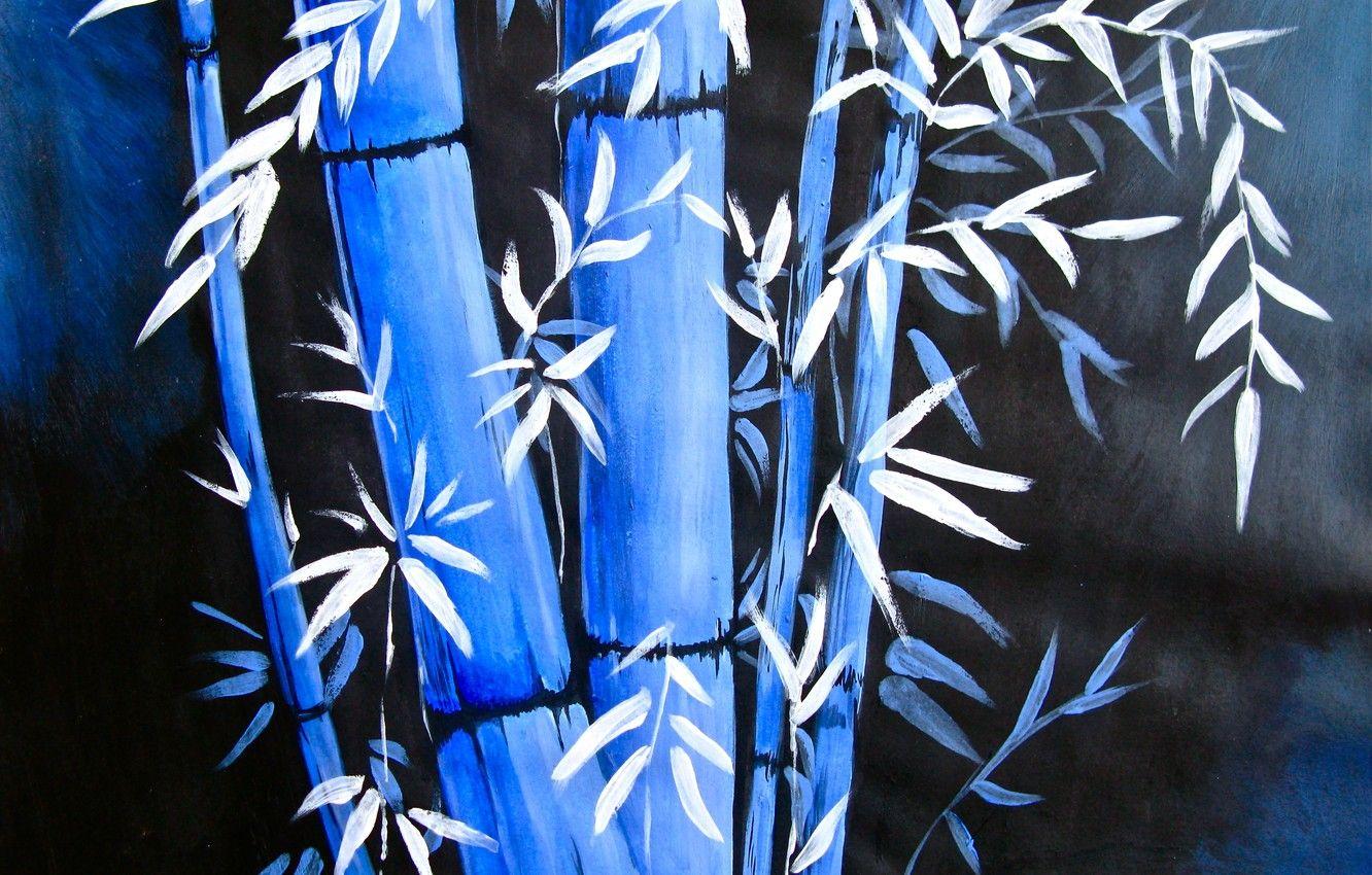 1332x850 Wallpaper night, the dark background, art, painting, bamboo image for desktop, section живопись
