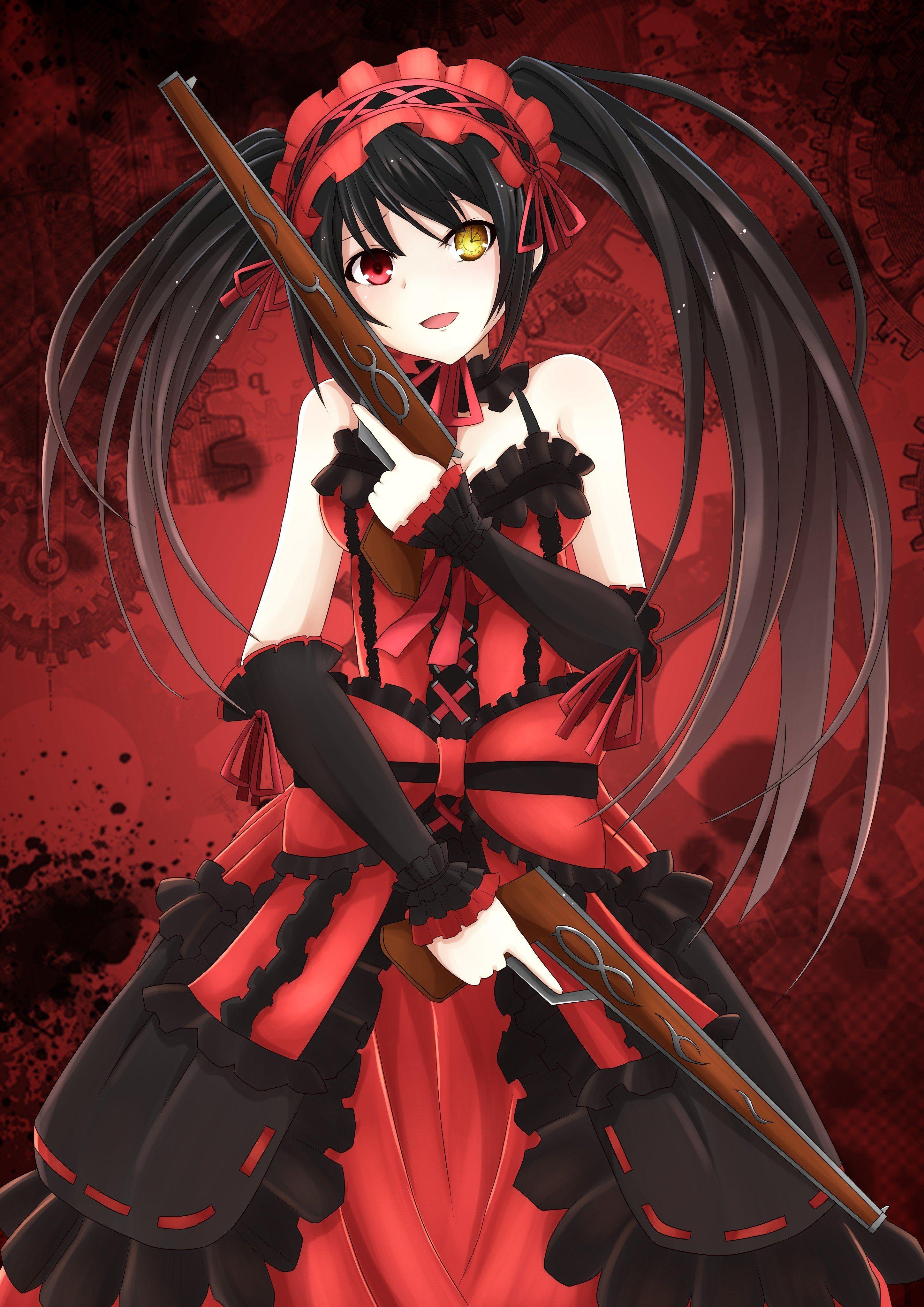 2894x4093 guns, Dress, Weapons, Heterochromia, Anime, Lolita, Fashion, Anime, Girls, Date, A, Live, Tokisaki, Kurumi, Gothic, Lolita Wallpaper HD / Desktop and Mobile Background