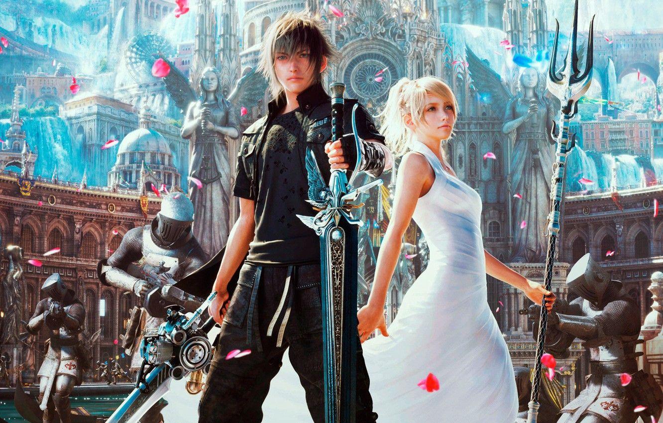 1332x850 Wallpaper girl, guy, Square Enix, final fantasy, luna, Final Fantasy XV, Night Light Sky, Noctis, Lunafreya Nox Fleuret, lunafreya image for desktop, section игры
