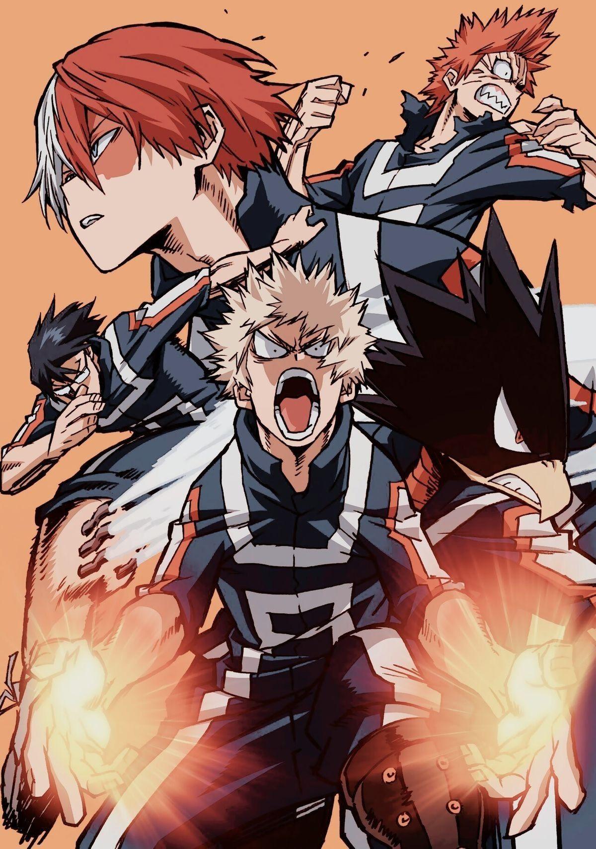 1200x1708 Bakugou Katsuki & Todoroki Shouto & Kirishima Eijirou & Iida Tenya & Tokoyami Fumikage [Offical Art]. My hero, Boku no hero academia, My hero academia