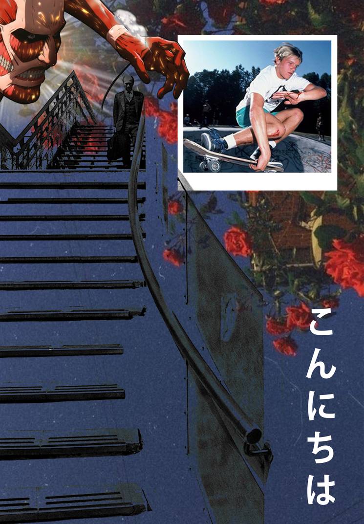 745x1072 skateboarding vibe mixed with japanese flower aesthetics