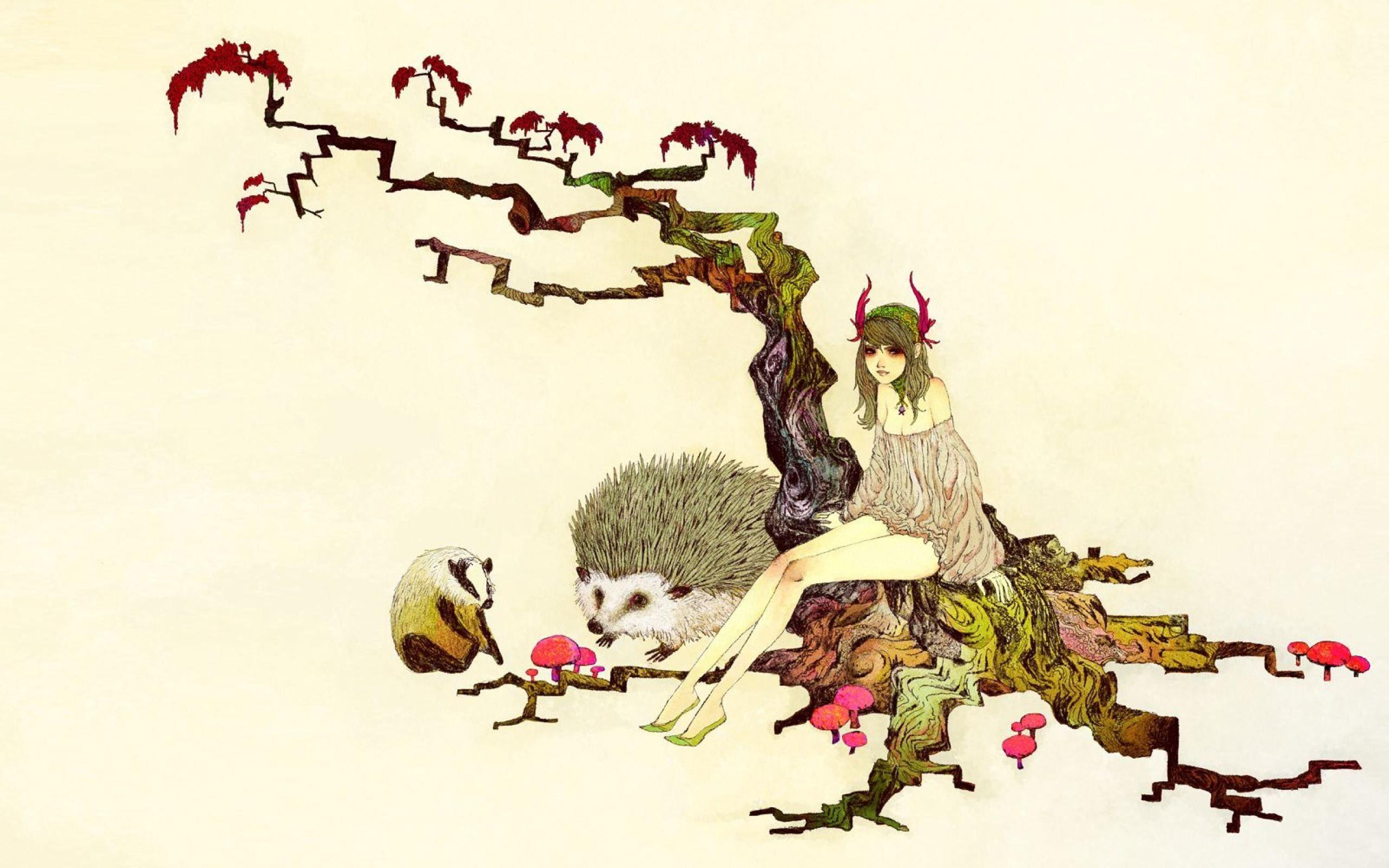 2560x1600 Japanese Maple Tree Illustration Abstract Art Design Wallpaper