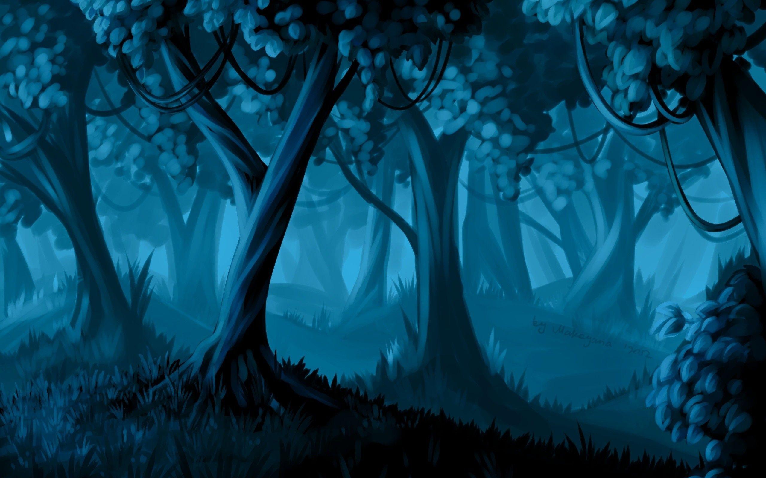 2560x1600 Rừng xanh trong đêm - cây trong truyện.  Bản vẽ, Tranh, Bản phác thảo, Thiết kế, Hình nền tác phẩm nghệ thuật.  HD Wallp.  Rừng tưởng tượng, Bức tranh rừng, Rừng xanh