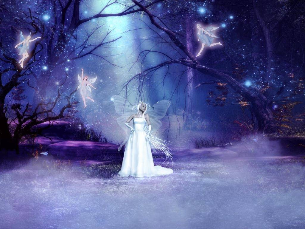 1024x768 Winter Fairy Desktop Wallpaper