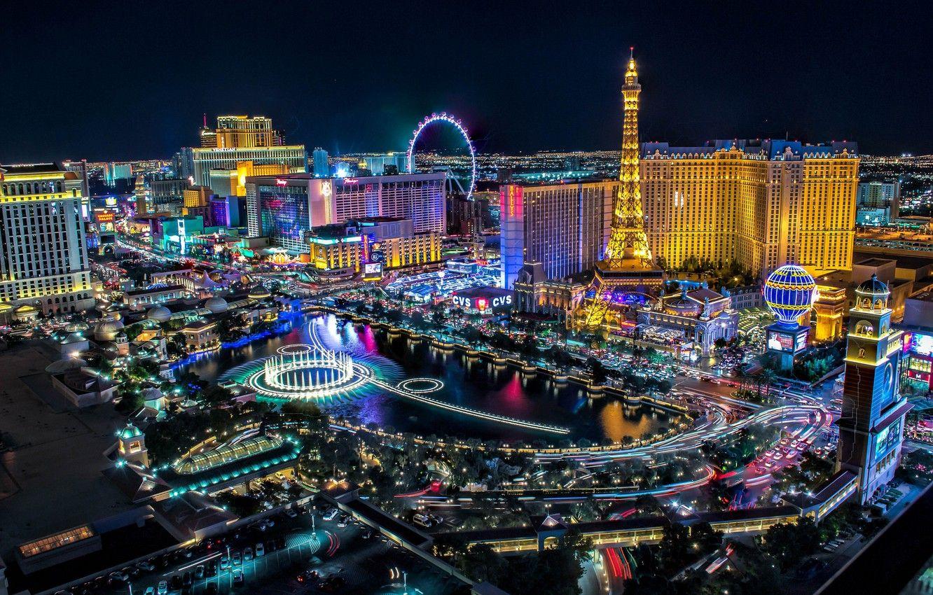 1332x850 Wallpaper night, the city, lights, Las Vegas, USA, skyline, Las Vegas image for desktop, section город