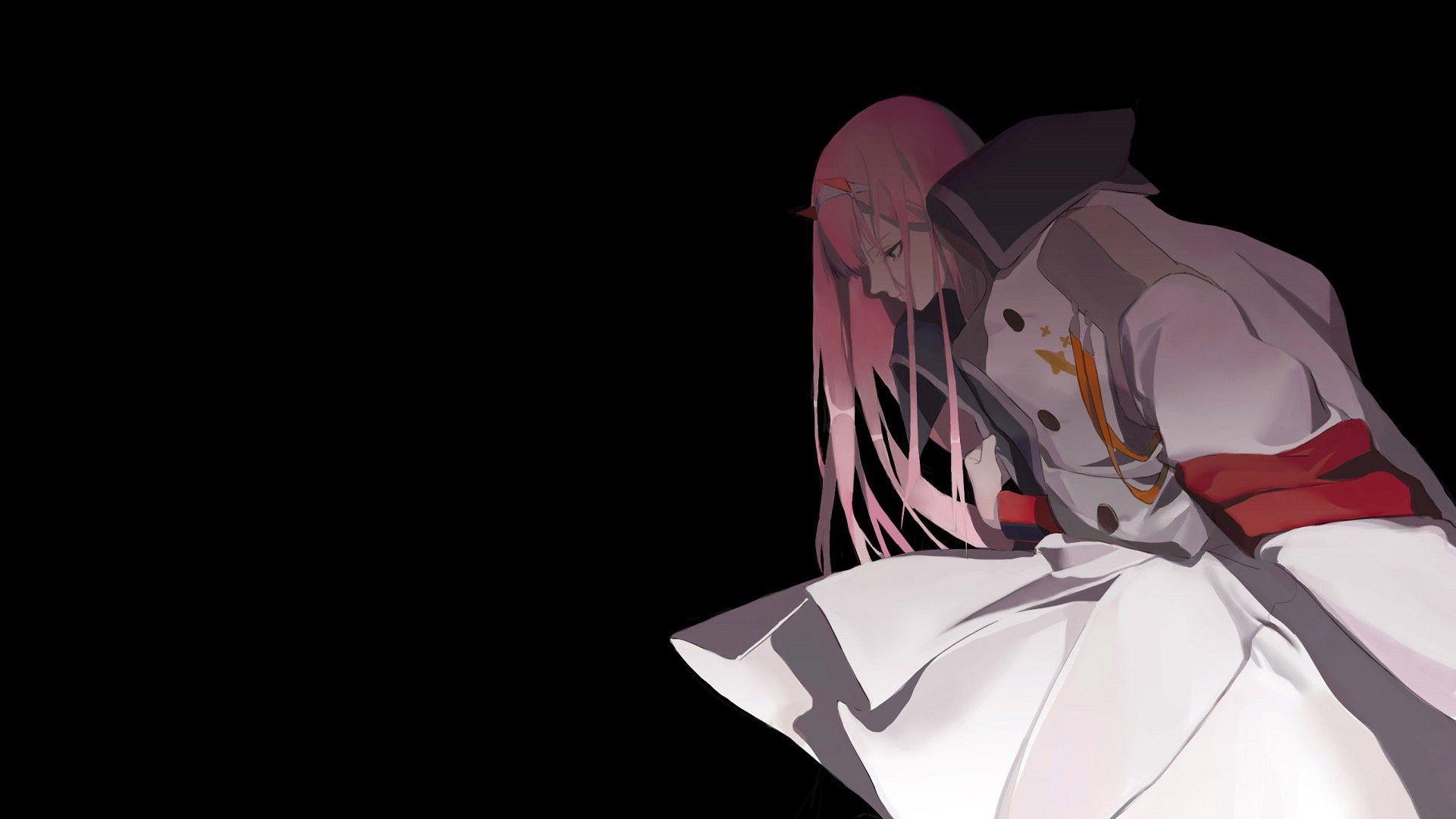 1920x1080 darling in the franxx zero two on side with black background HD anime Wallpaper