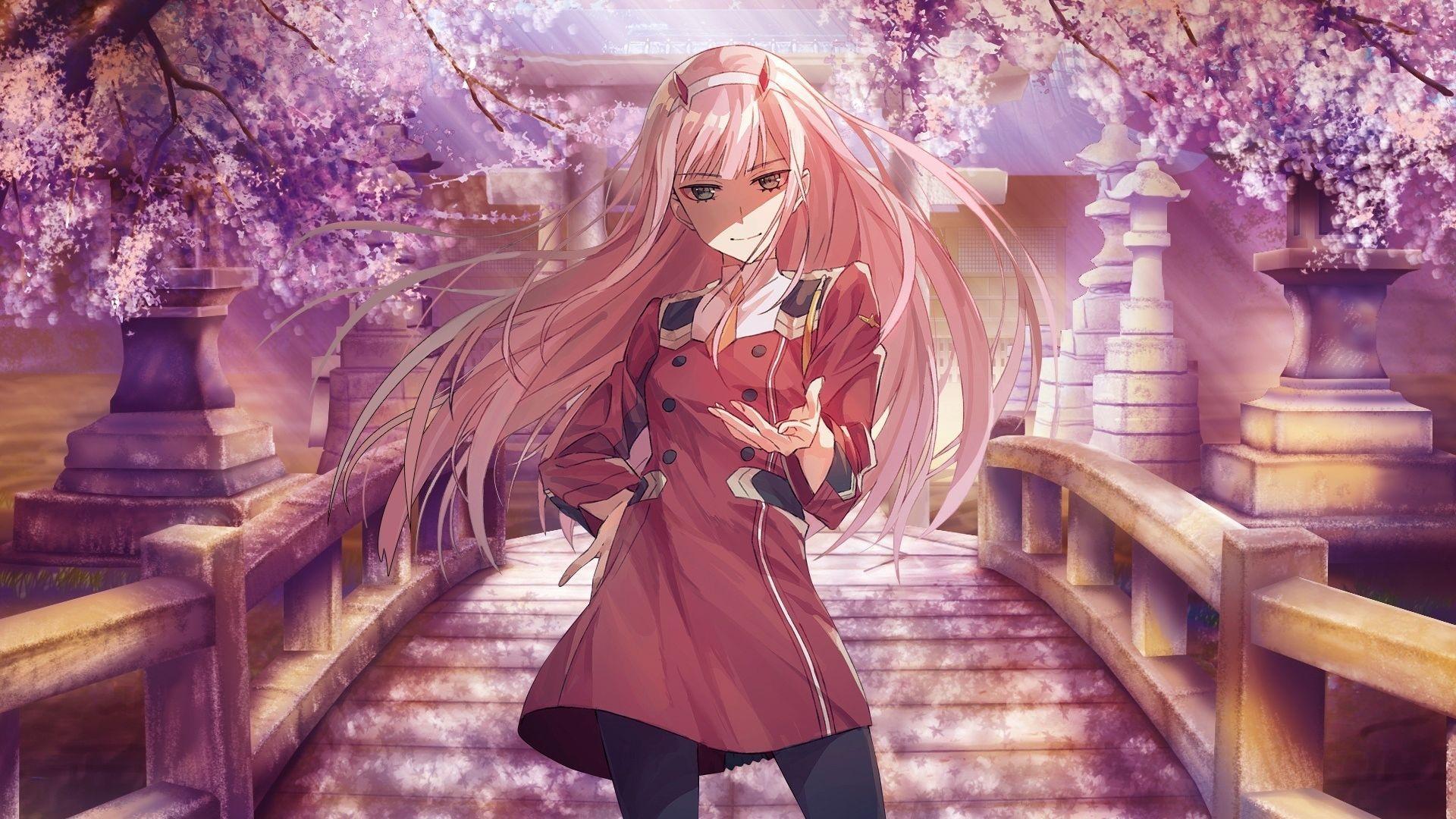 1920x1080 Desktop wallpaper beautiful, zero two, uniform, anime girl, HD image, picture, background, 64cb55