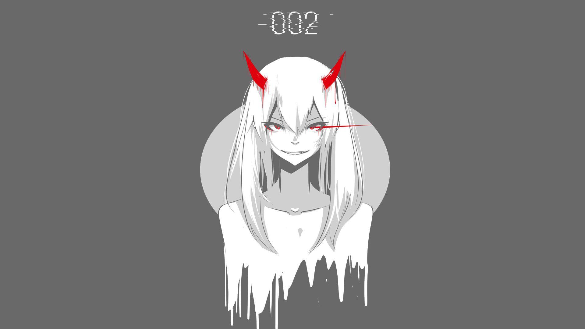 1920x1080 Desktop wallpaper devil, zero two, red horns, minimal, HD image, picture, background, b2f459