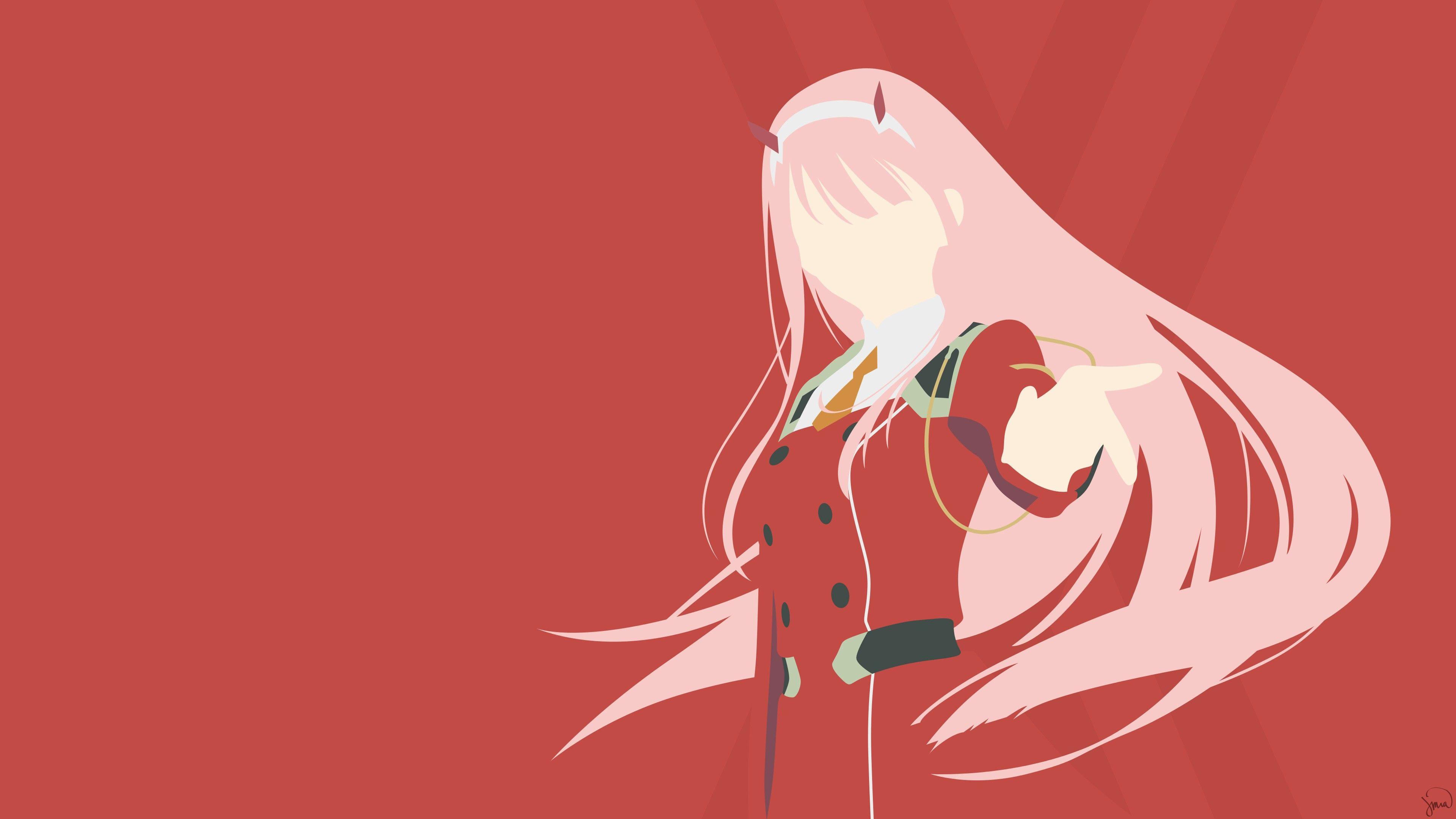 3840x2160 darling in the franxx zero two with red background 4k HD anime Wallpaper