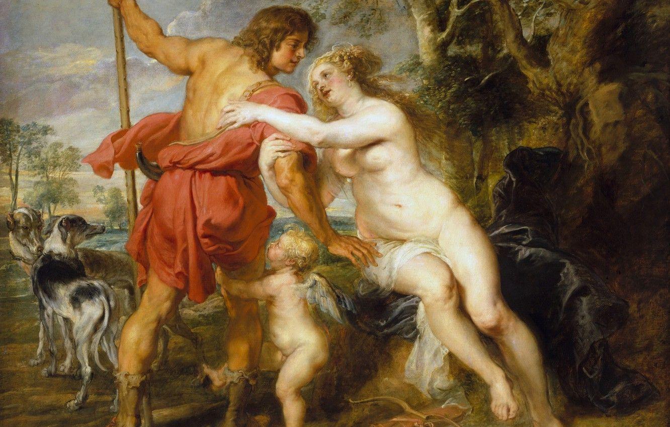 1332x850 Wallpaper picture, Peter Paul Rubens, mythology, Venus and Adonis, Pieter Paul Rubens image for desktop, section живопись