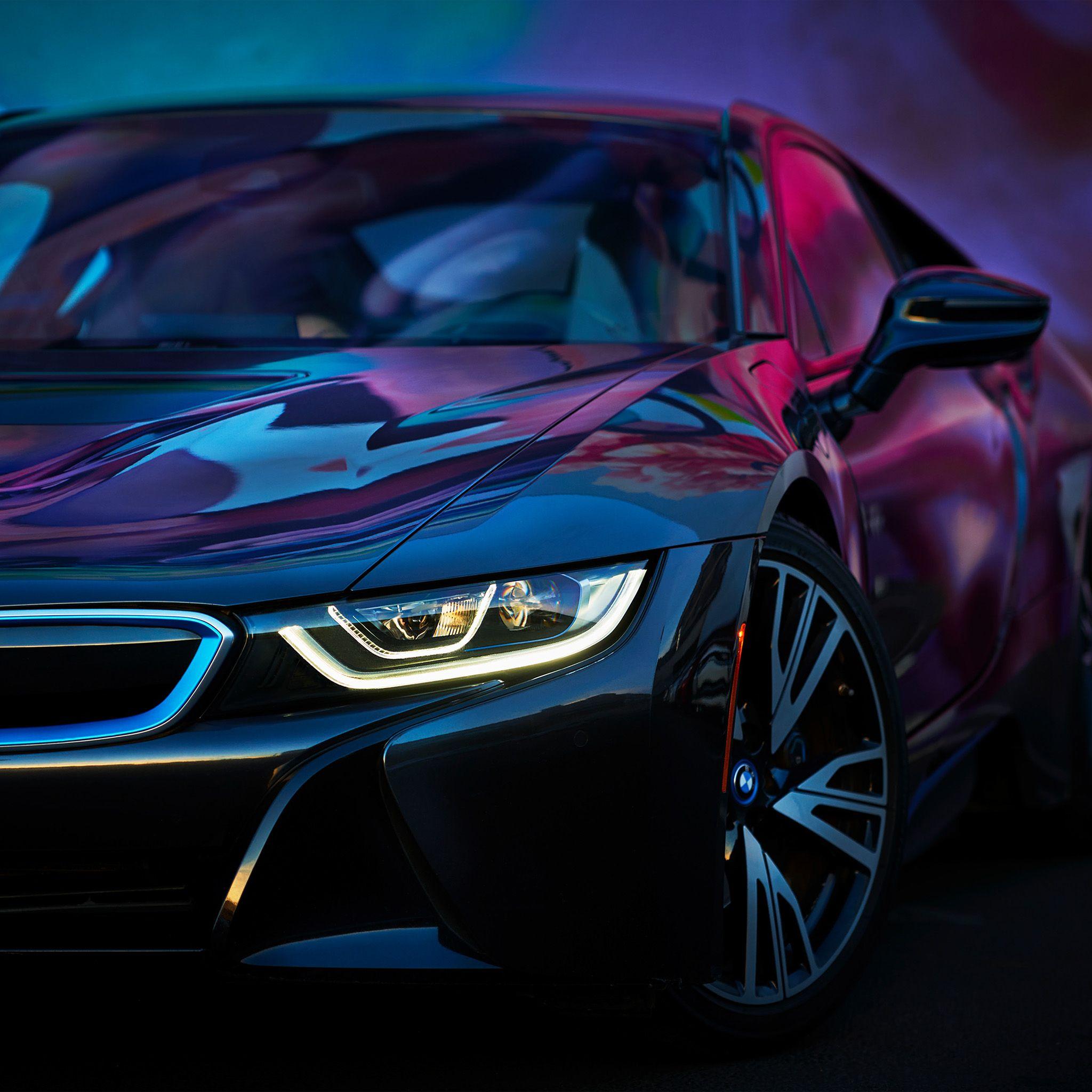 2048x2048 Bmw Rainbow Blue Purple Car Art Wallpaper
