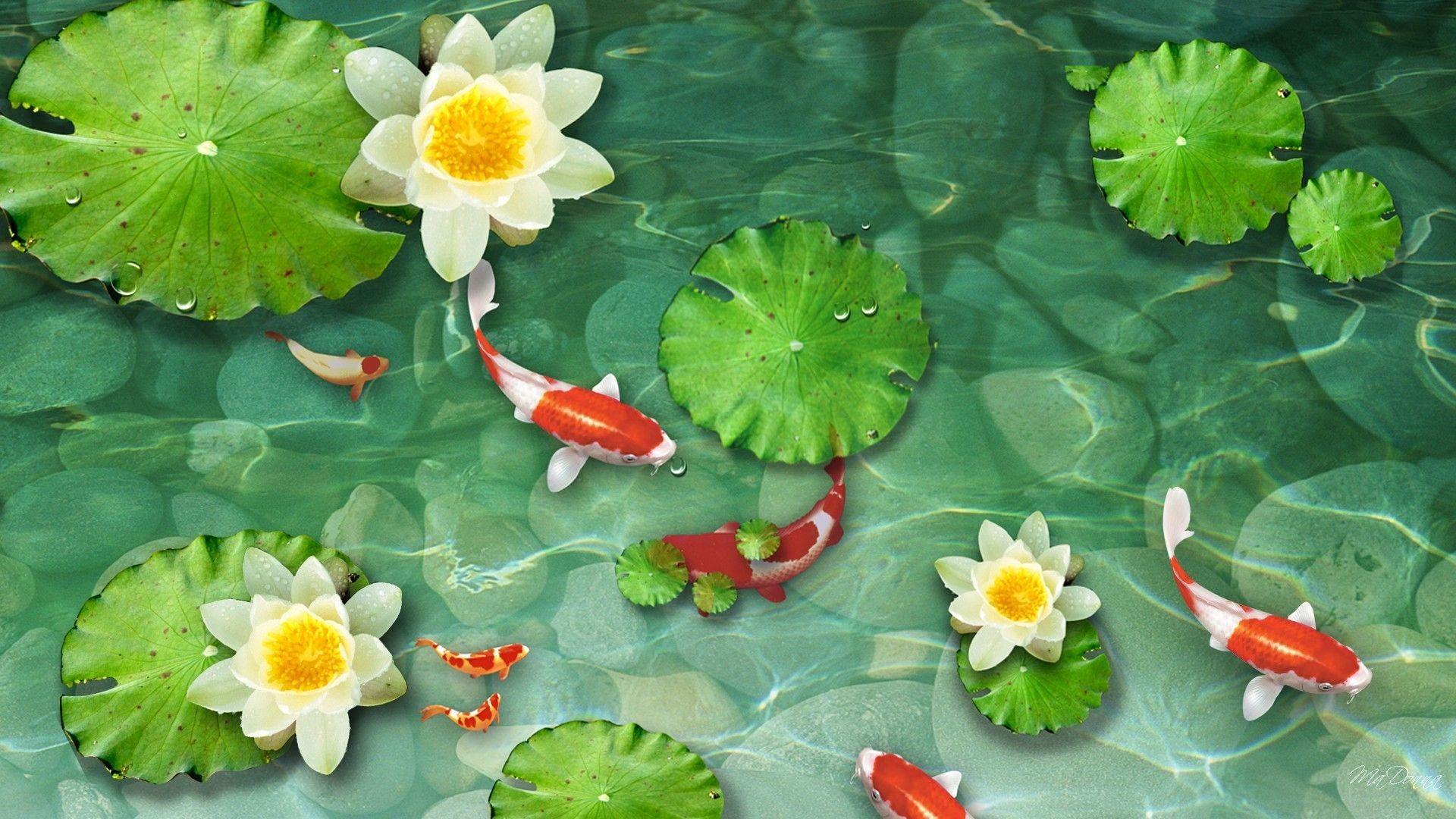 1920x1080 Undefined Koi Wallpaper Adorable Wallpaper Wallpaper Lotus Pond
