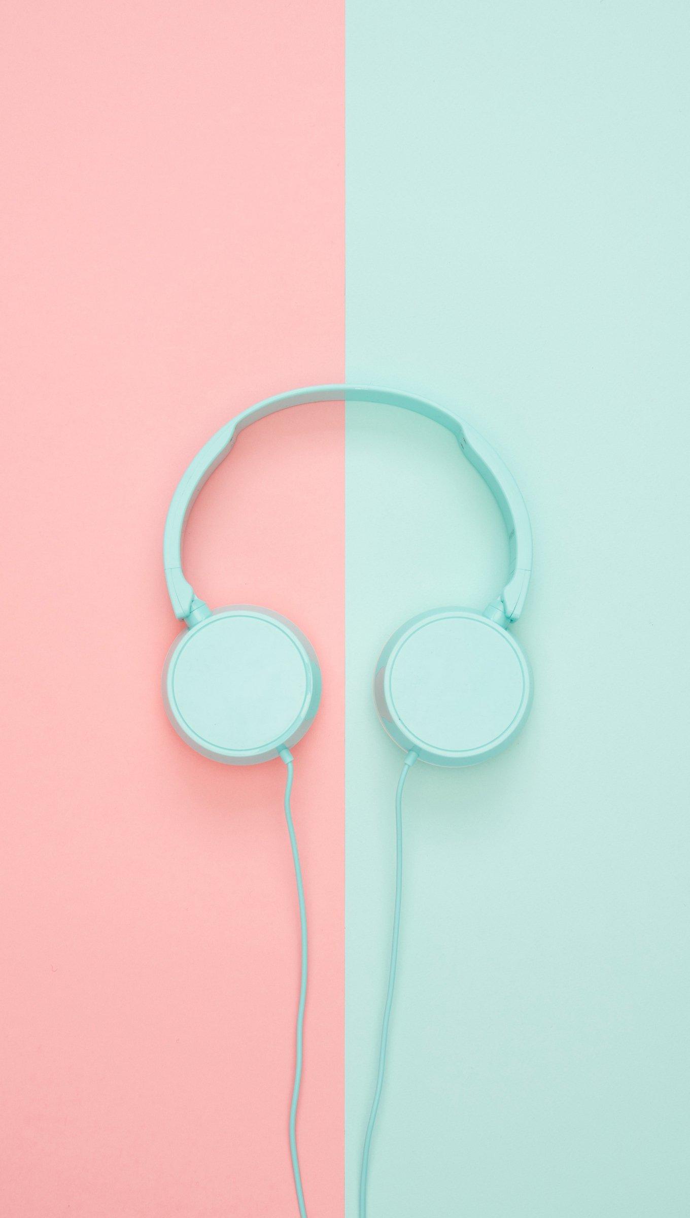 1360x2400 Headphones in pastel pink and blue Wallpaper 4k Ultra HD