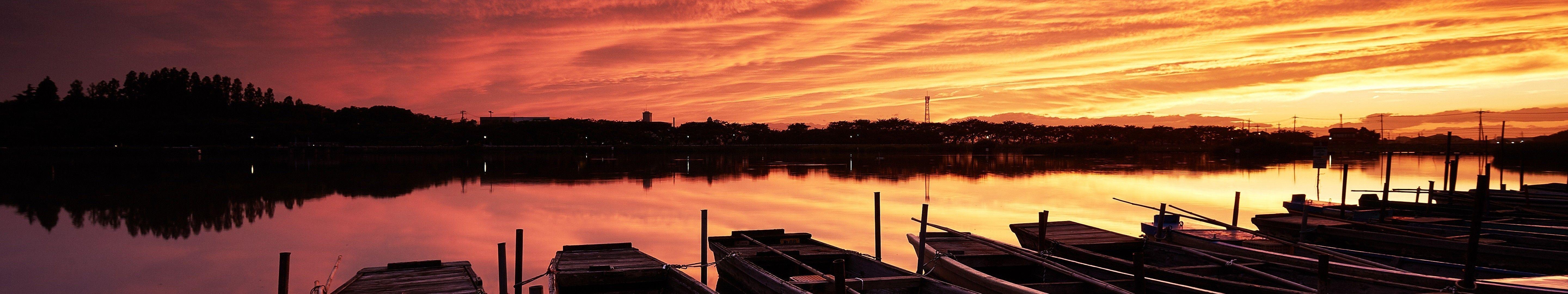 5760x1080 landscape triple screen sunset HD wallpaper, background