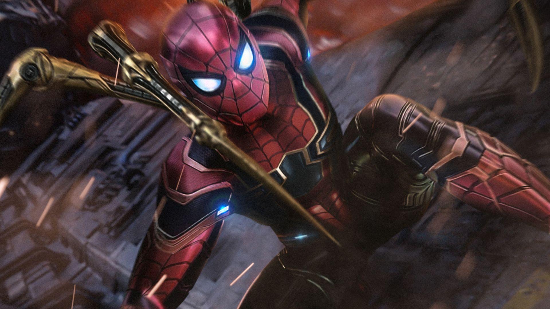 1920x1080 Desktop Wallpaper Iron Spider, Spider Man, Superhero, Fan Art, HD Image, Picture, Background, 64d237