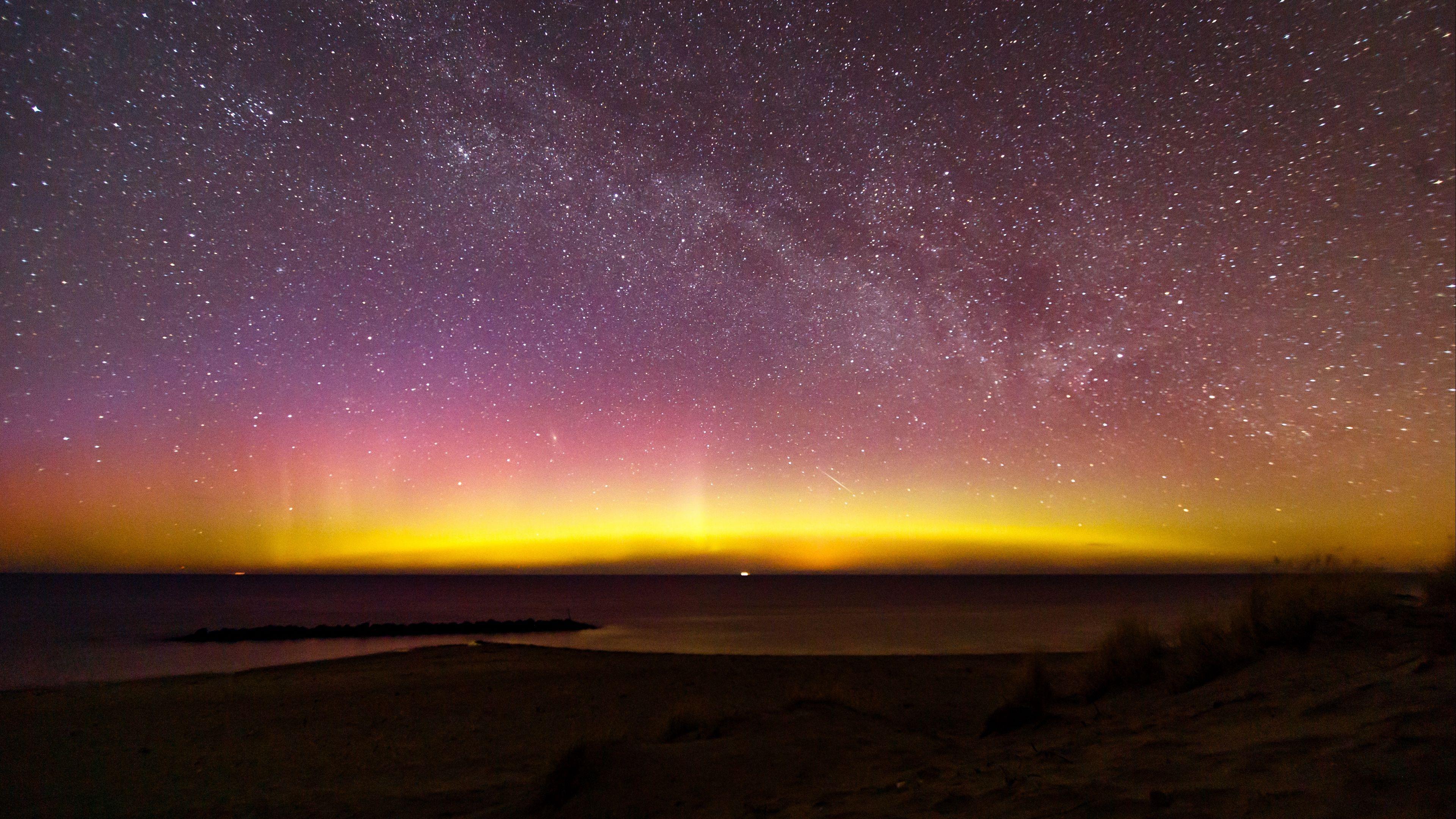 3840x2160 Download wallpaper 3840x2160 northern lights, milky way