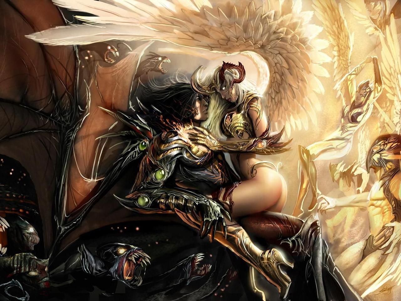 Angel and Demon Love Wallpapers Top Free Angel and Demon Love