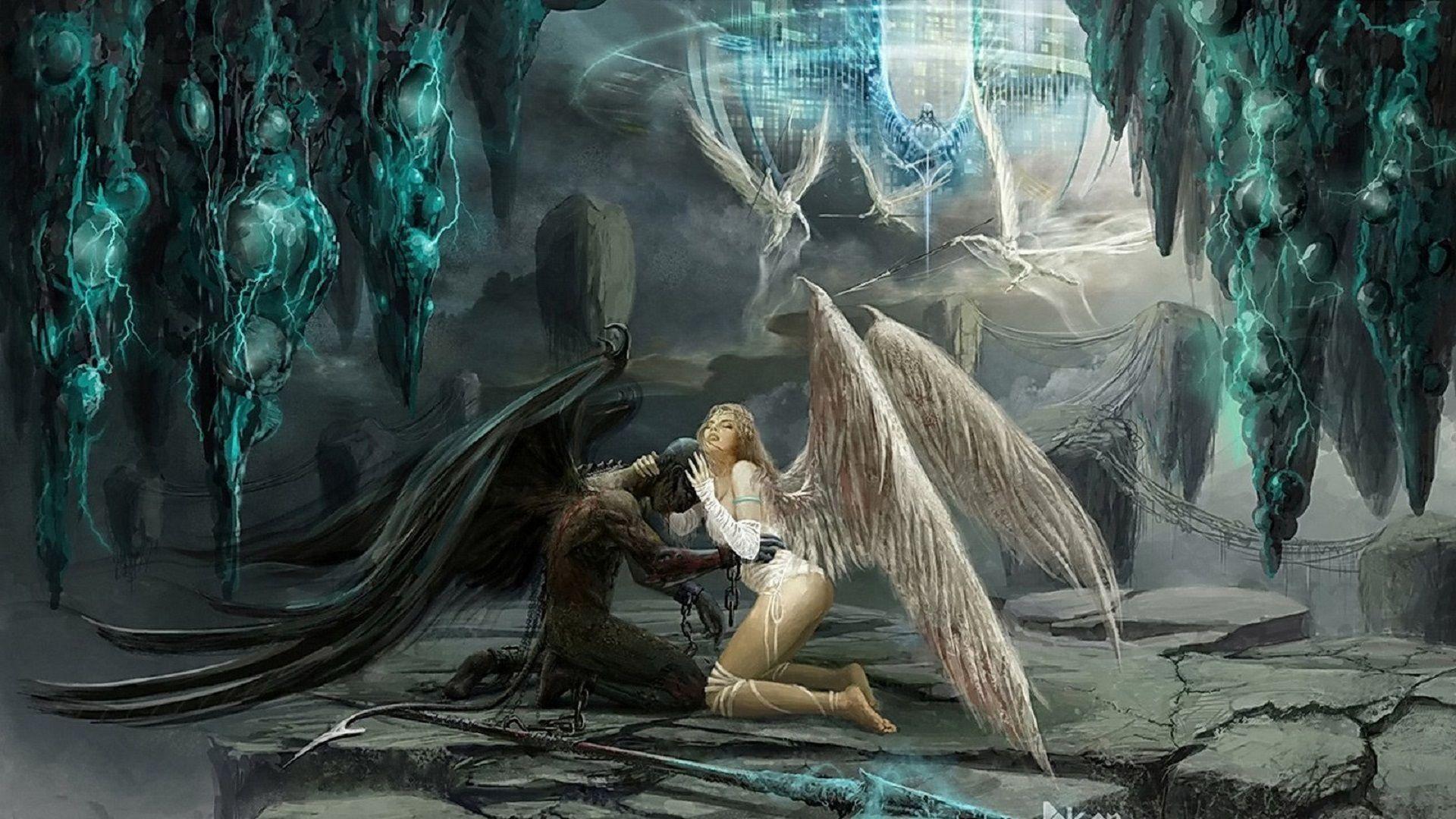 angel fighting demon wallpaper