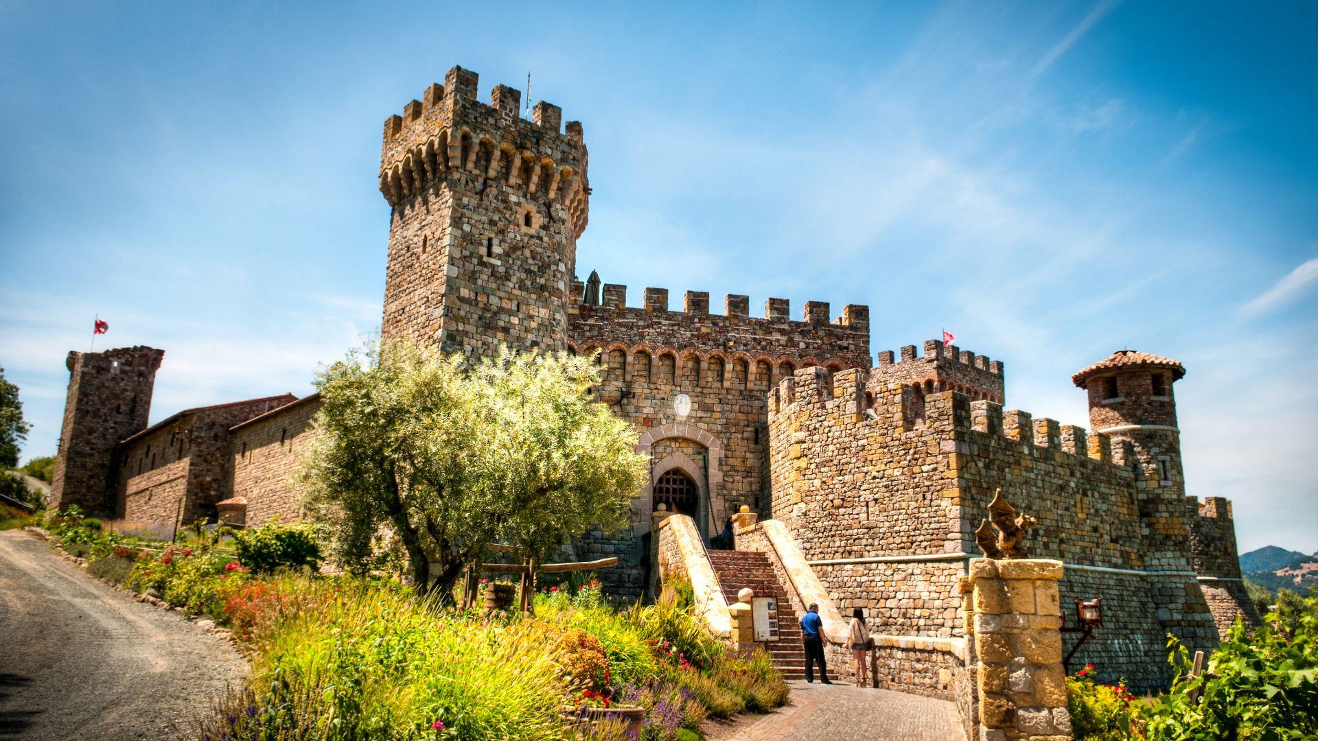 1920x1080 Castle Castello di Amorosa against the blue sky, Tuscany. Italy Desktop wallpaper 1920x1080