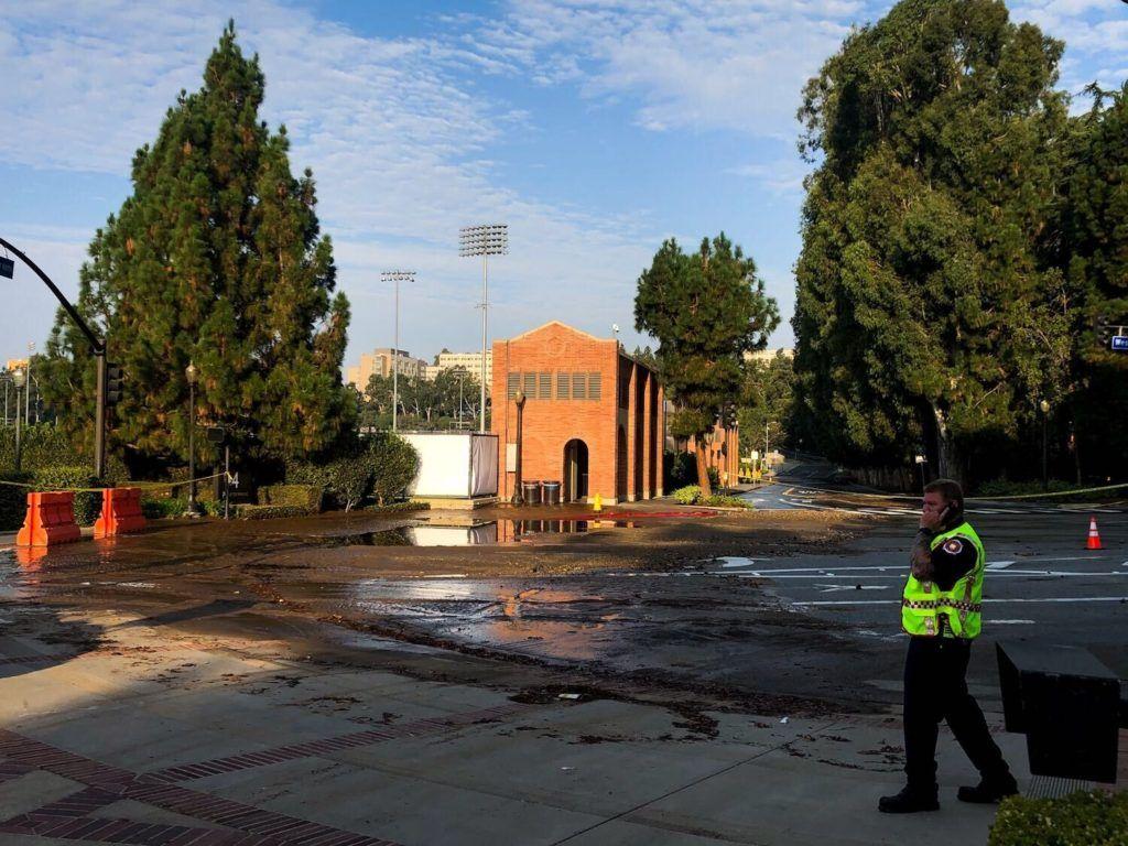 1024x768 LADWP contains water main burst, limits flooding to UCLA structures