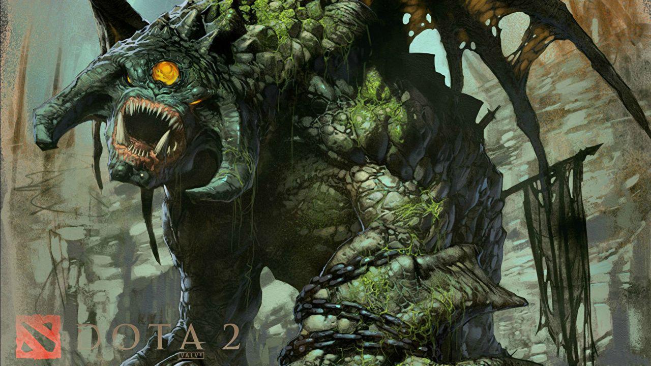 1280x720 Wallpaper DOTA 2 Roshan Dota 2 monster Horns Fantasy Roar vdeo game