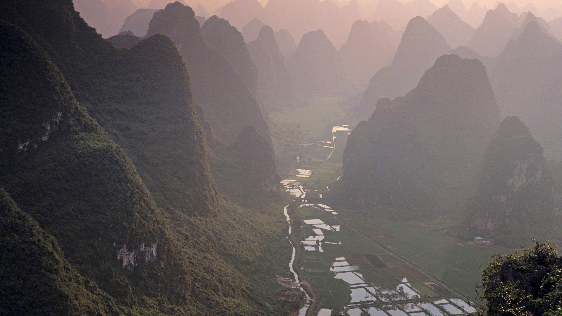 1920x1080 mountains, Trees, Forests, Valleys, Mist, Asia, Farms Wallpaper HD / Desktop and Mobile Background