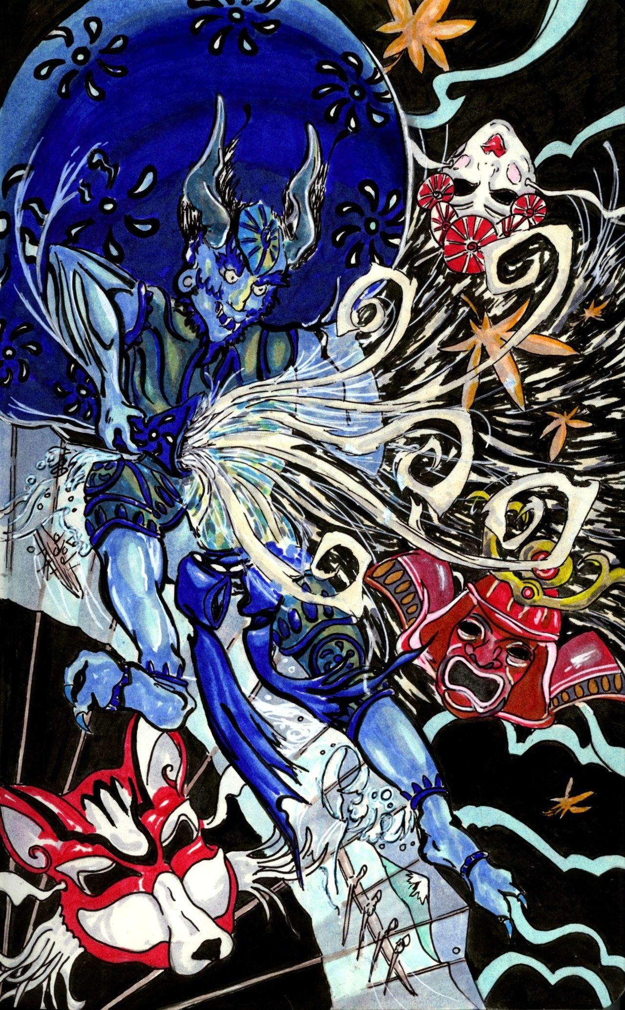 1280x2069 Wolf Kabuki Mask .