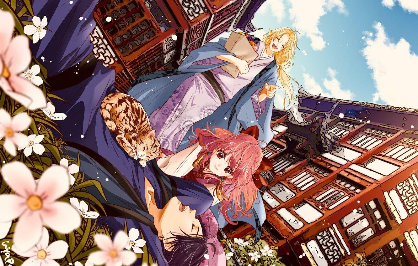 1332x850 Wallpaper Stay, Sleep, Package, Kimono, Flowers, Friends, Smile, Palace, Dawn Yona, Yona, Akatsuki No Yona, Soo Won, Tabby Kitten, Last Rights Image For Desktop, Section сёнэн