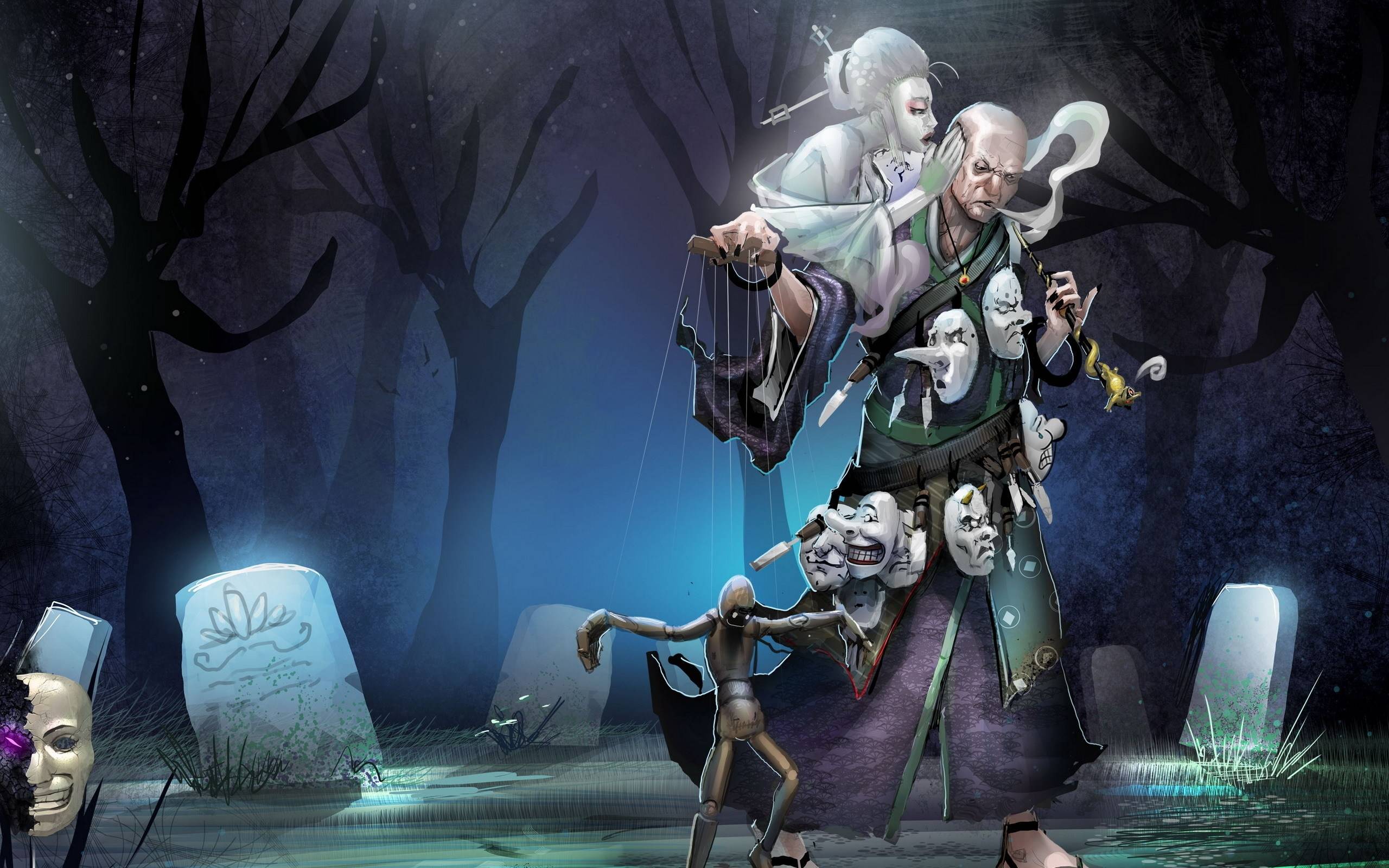 2560x1600 puppeteer, threads, masks Macbook Pro Retina Wallpaper, HD Fantasy 4K Wallpaper, Image, Photo and Background