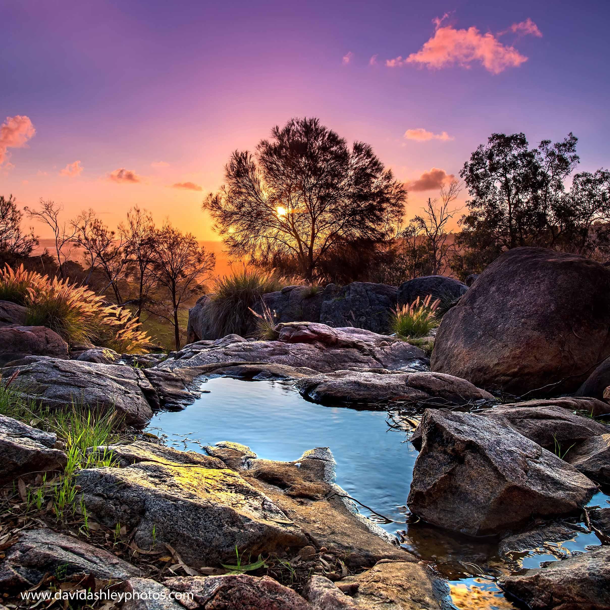 2417x2417 Sunset Pool.Perth hills Western Australia (OC) (4422x4422) davidashleyphotos May 28. Western australia, Australia wallpaper, Sorrento beach