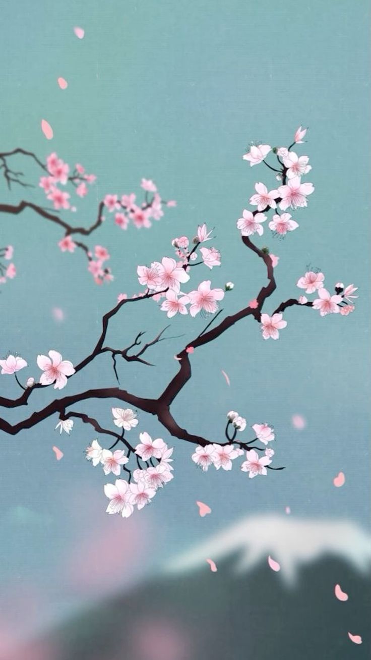736x1308 Cherry Blossom Painting. Sakura cherry blossom wallpaper, Cherry blossom wallpaper drawing, Wallpaper cherry blossom wallpaper