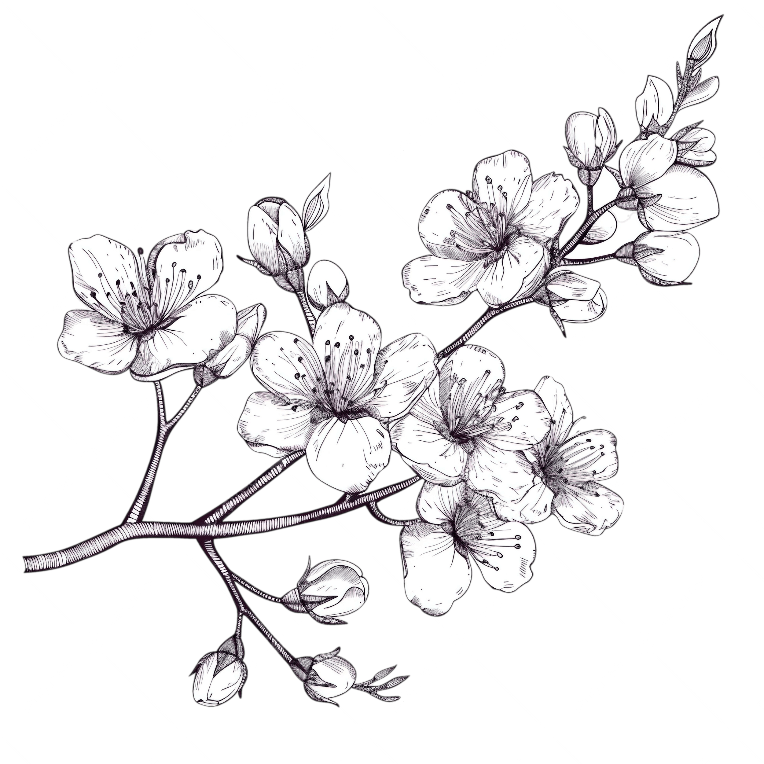 2500x2500 Watercolor Prints Wide Sakura Branch Cherryblossom Wallpaper With Calm Spring Style