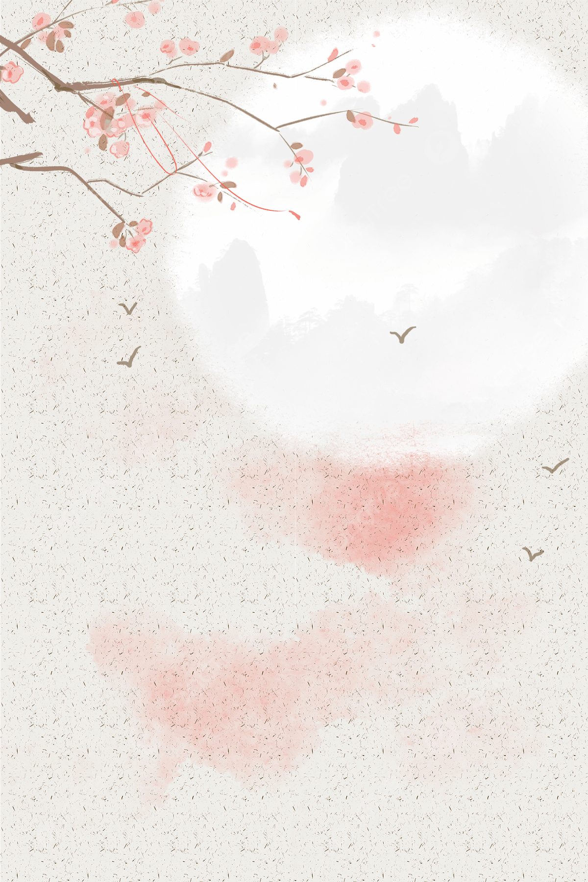 1200x1799 Lichun Cherry Blossom Swallow Ink Style Background Wallpaper Image For Free Download