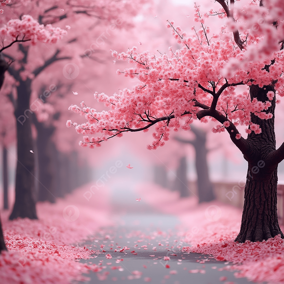 1200x1200 A Pink Cherry Blossom Tree Background, A Pink Cherry, Blossom Tree Background, Nature Background Image And Wallpaper for Free Download