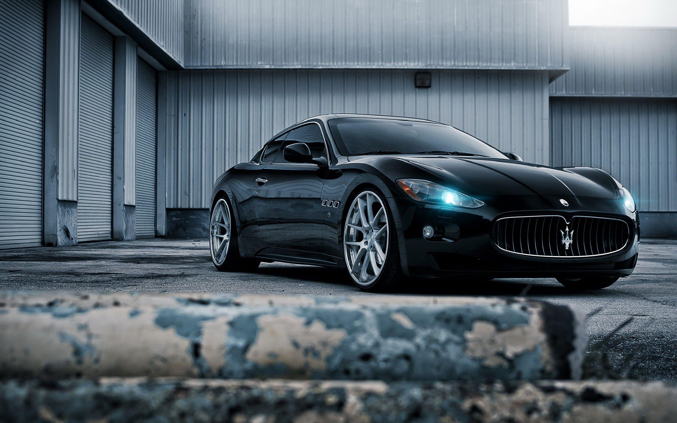 2560x1600 photography, wheels, depth of field, Maserati GranTurismo, GT, black cars wallpaper