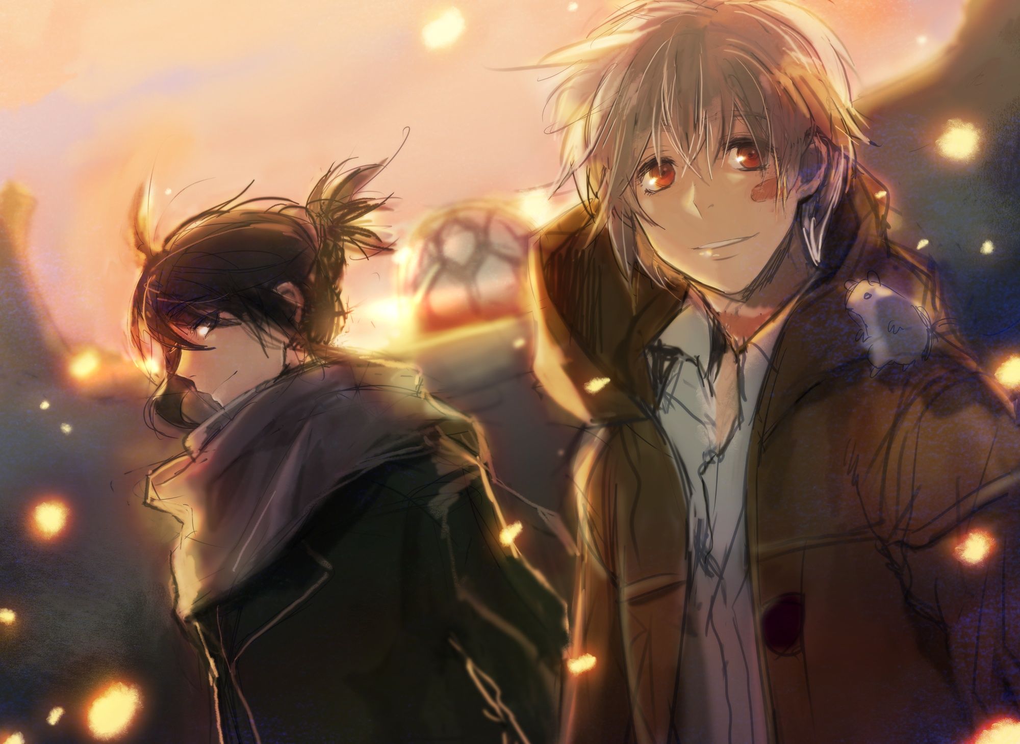 2000x1460 Wallpaper No. guy, scarf, mouse, shion, anime, smile, art for mobile and desktop, section аниме, resolution 2000x1460