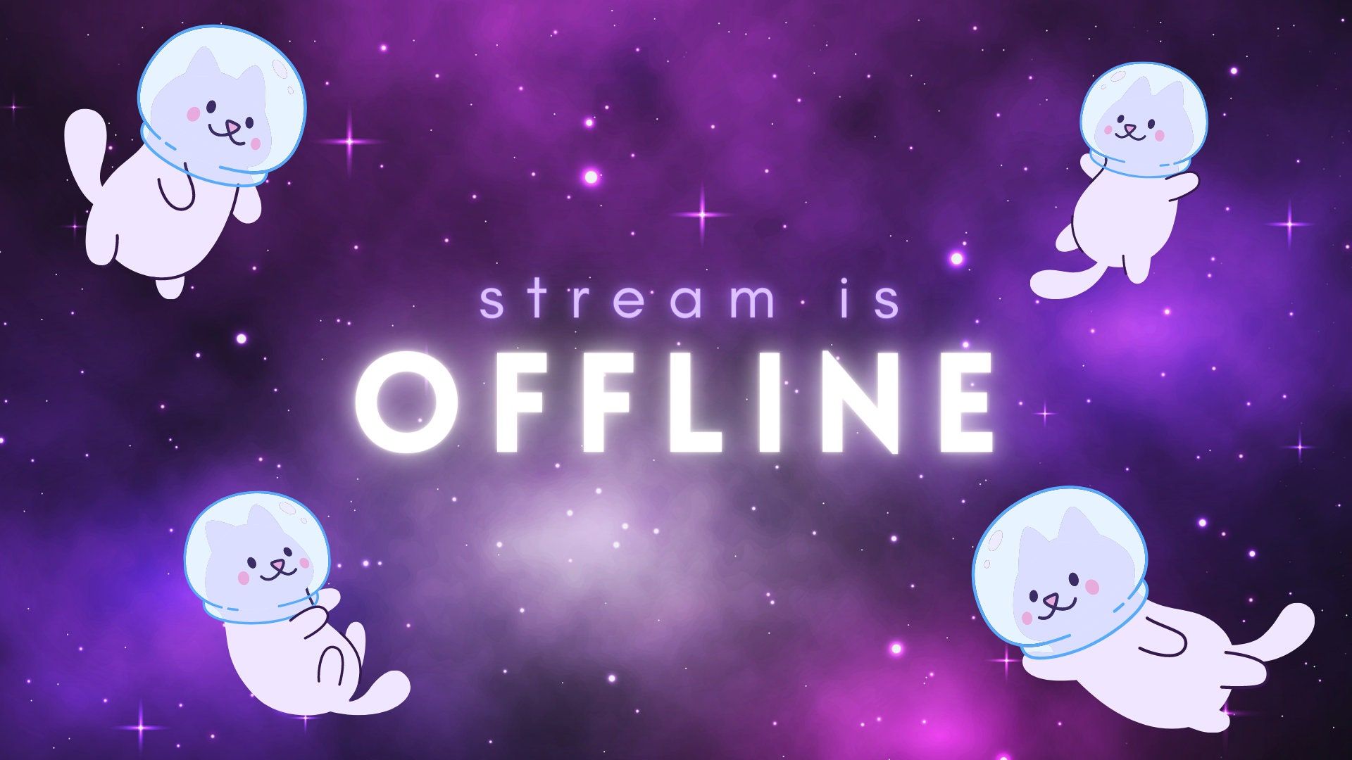 1920x1080 Twitch Offline Banner Kawaii Cat Astronaut, Cute Outer Space Twitch Background, Stream is Offline Twitch Screen, Stream Offline Background