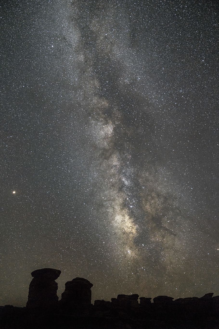 910x1364 HD wallpaper: milky way at night, sky, star, galaxy, stone, rock, long exposure