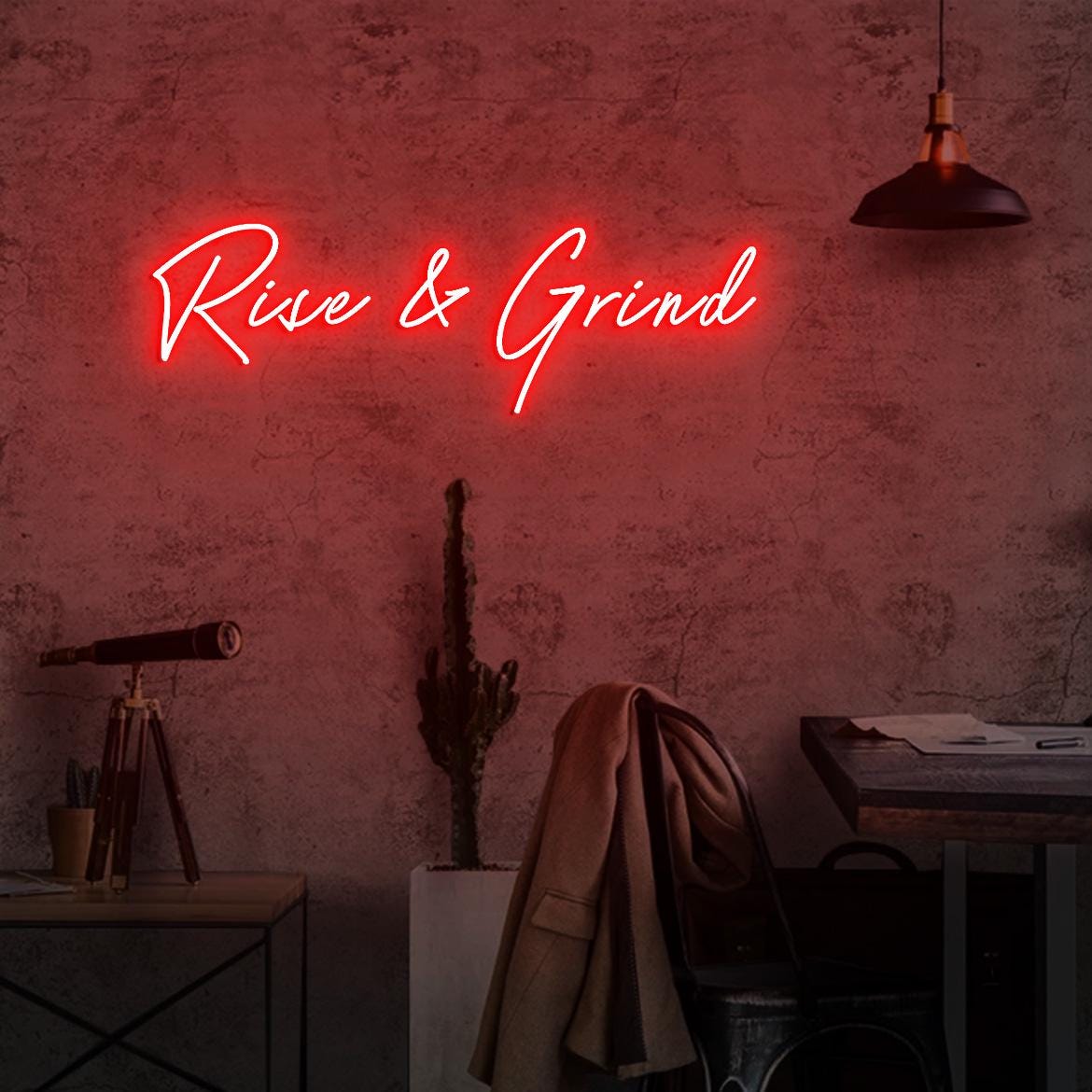 1170x1170 Rise and Grind Neon Sign, Rise & Grind Sign, Home Gym Wal Signs, Weightlifting Room Decorations, Fitness Room Signs, Gym Christmas Gifts