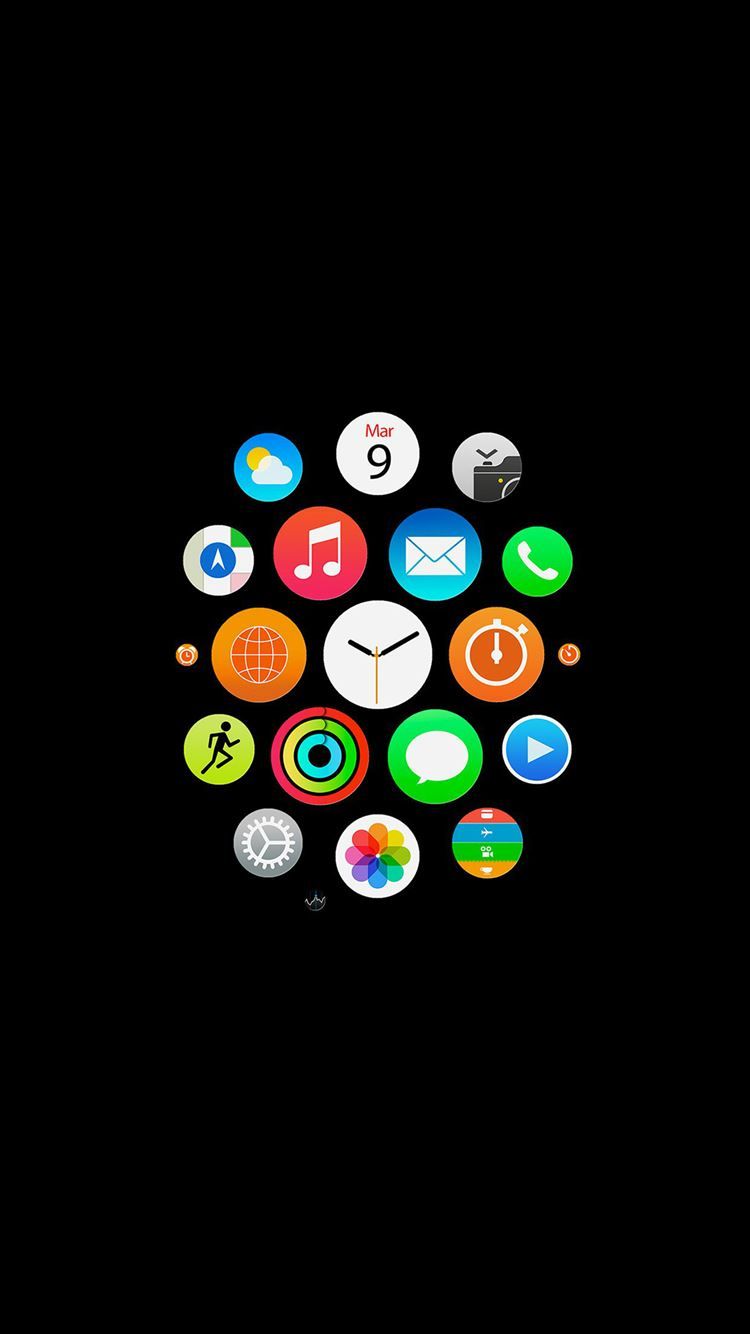 750x1334 Apple Watch Icon Art Illust Dark iPhone 8 Wallpaper Free Download