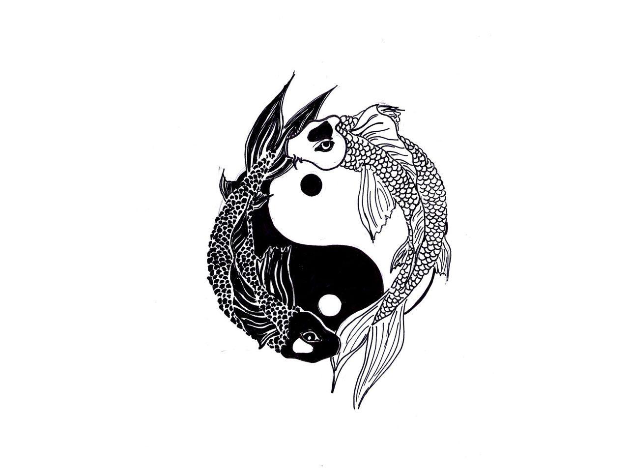 1280x960 Free designs and white yin yang fishes tattoo wallpaper