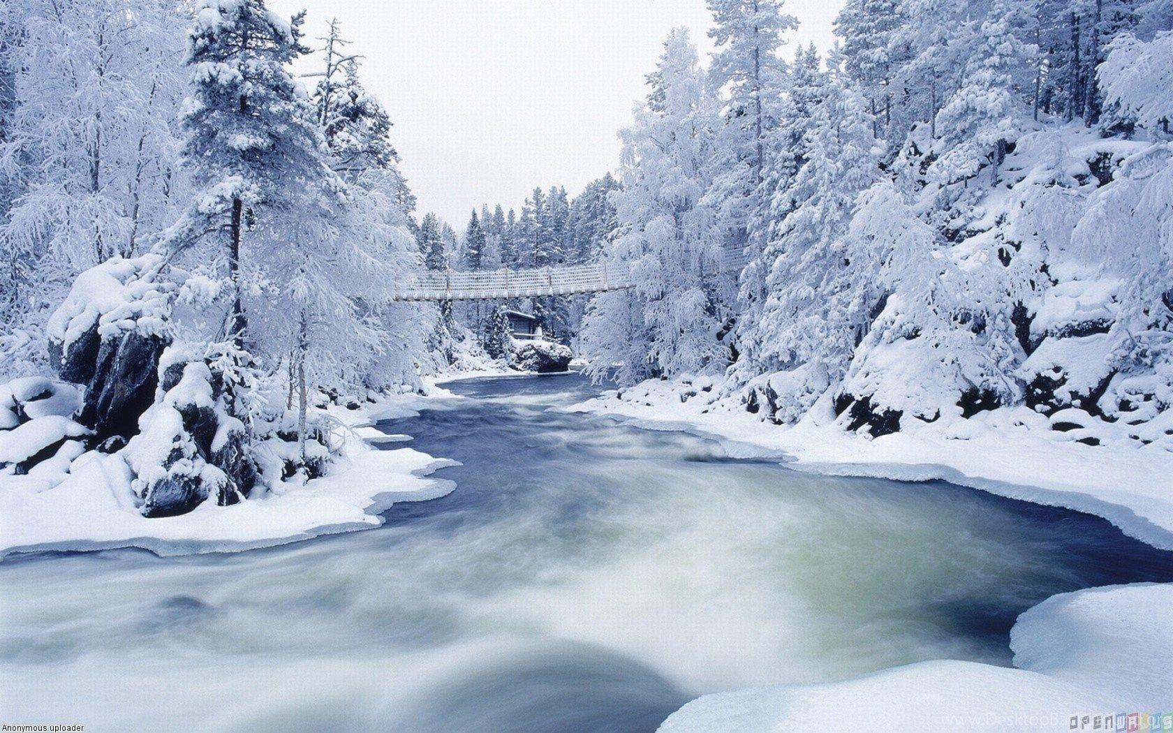 1680x1050 Winter Cold River Wallpaper Desktop Background