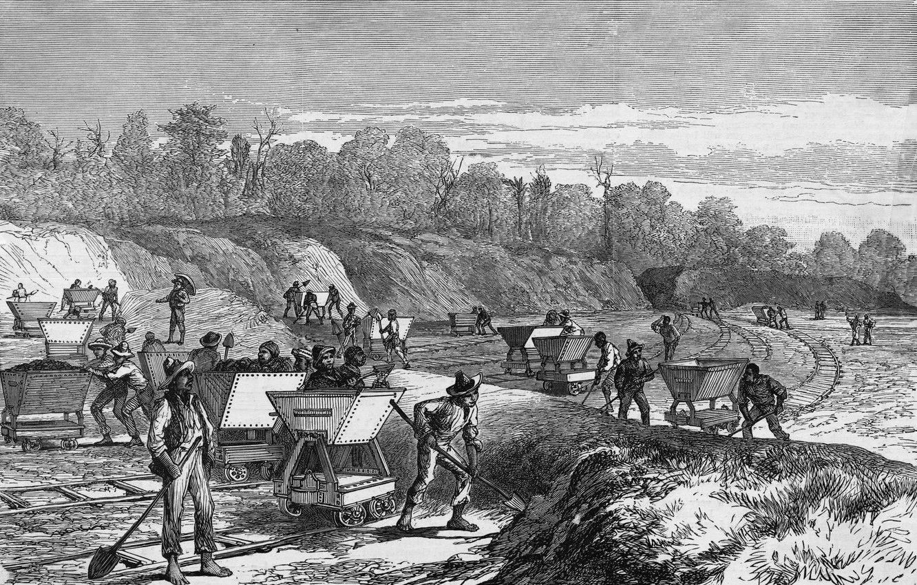 1332x850 Wallpaper TO DIVERT, THE RIVE, WOOD ENGRAVING, CUTTING A CHANNEL, PANAMA CANAL image for desktop, section живопись