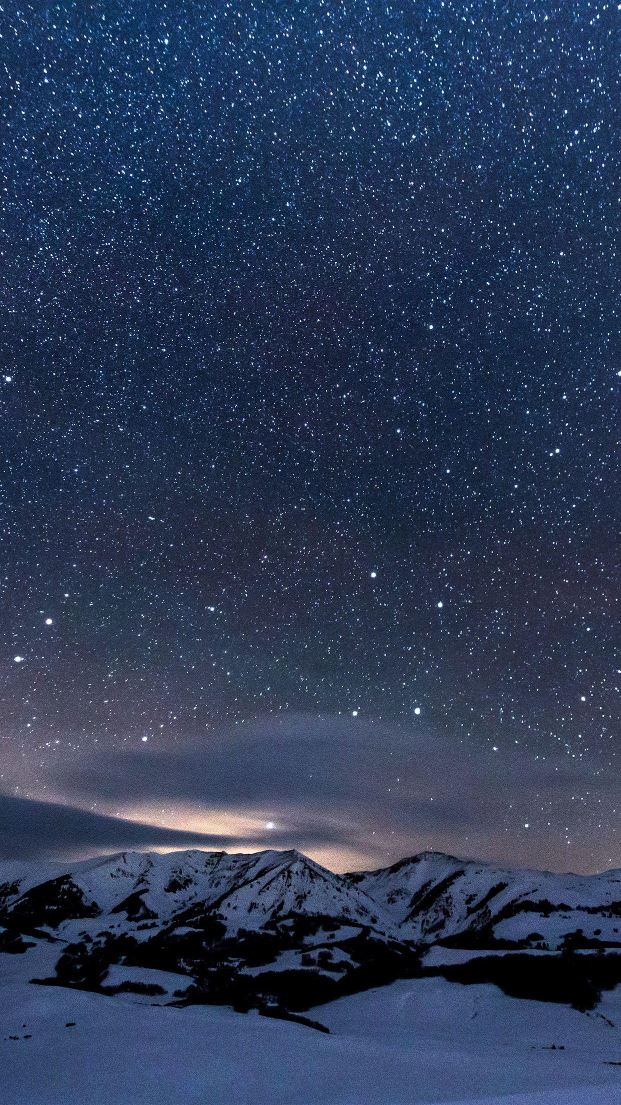 1242x2208 Snow Night Sky Star Space Nature .
